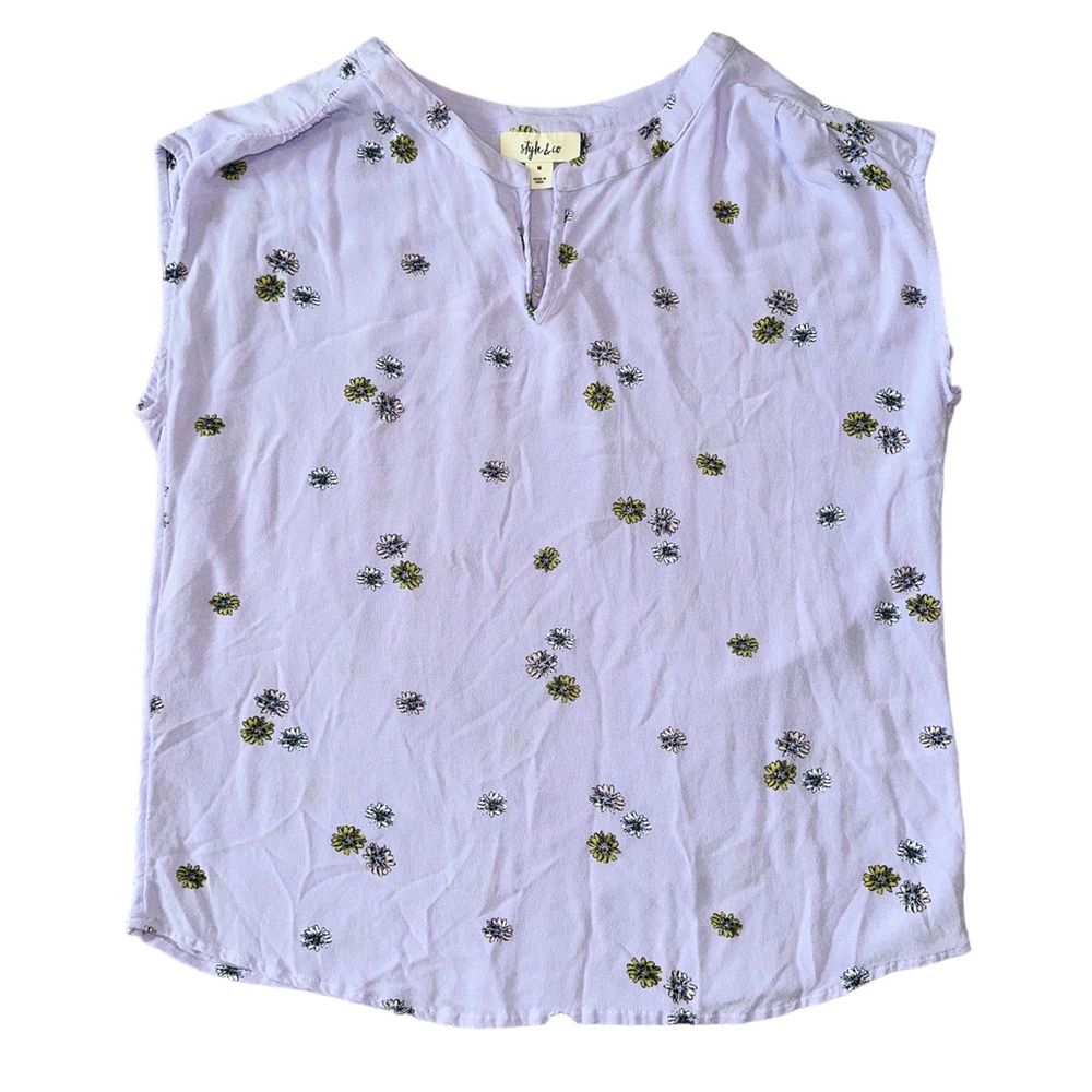Style & Co Lavender Floral Sleeveless Top